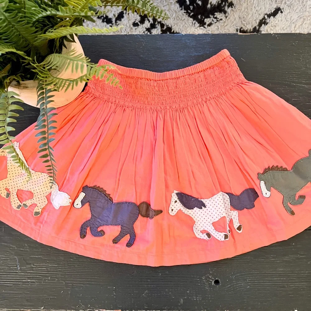Mini Boden Coral Twirl Horse Appliqué Skirt M 7/8 - Picture 5 of 13
